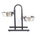 Iconic Pet Llc Iconic Pet 92182 Adjustable Stainless Steel Pet Double Diner - U Design; 64 oz. 92182